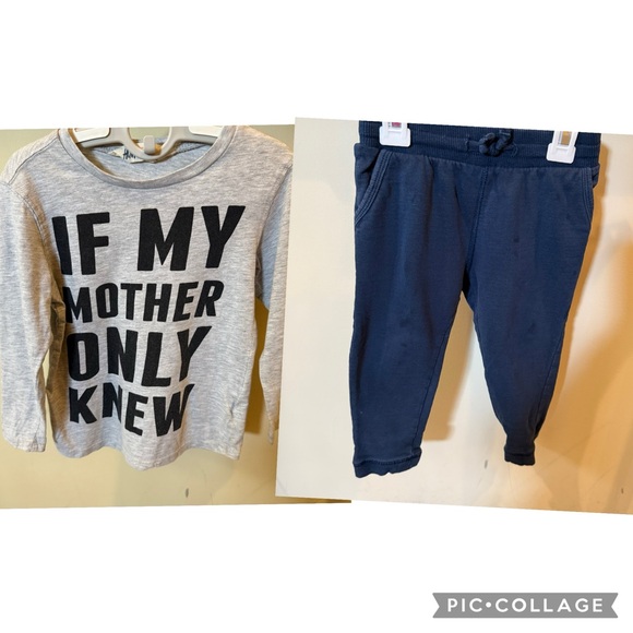 H&M Boys Graphic Long Sleeve T Shirt and Joggers Size 2T - Picture 1 of 9